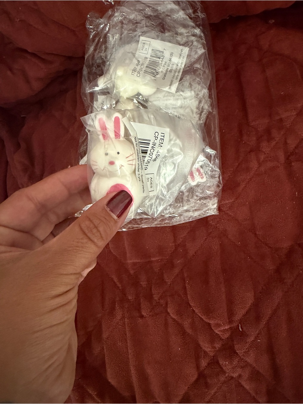 Small bunny squishy  Toy - White and Pink